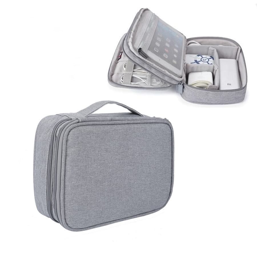 Túi phụ kiện công nghệ BUBM chuyên dụng 1 ngăn, 2 ngăn đựng bộ sạc macbook, máy tính bảng, dây cáp sạc, pin dự phòng, tai nghe - Túi 2 ngăn - Xám