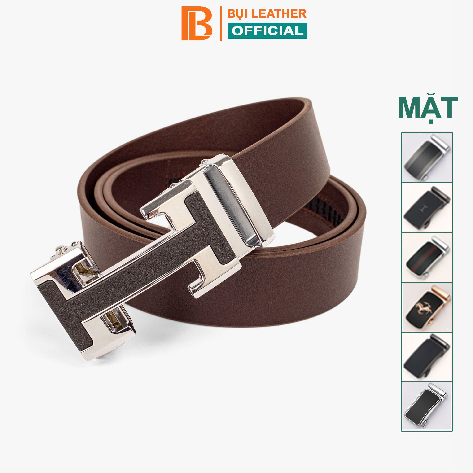 Thắt lưng nam, dây nịt nam da bò thật nguyên tấm Bụi Leather L111 - Khóa tự động, nhiều mặt khóa tùy chọn - Bảo hành 12 tháng - Mặt khoá M8
