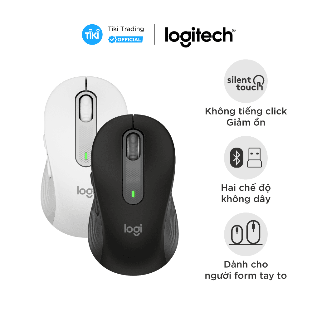 Chuột không dây Bluetooth Logitech Signature M650 L - Hàng Chính Hãng - Màu trắng