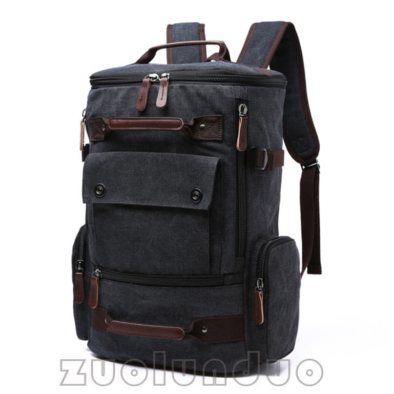 Balo du lịch nam vải canvas cao cấp Dành Cho Đi Học, Dã Ngoại, Đi Phượt, Đựng Laptop 14-17 - màu đen