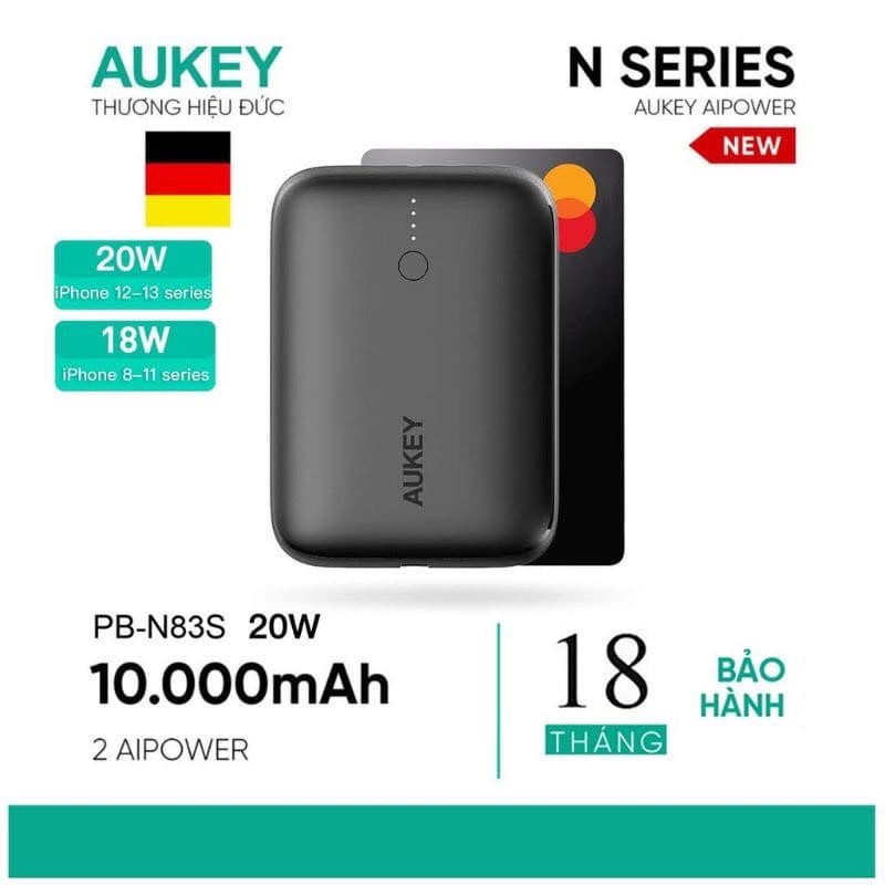 Pin sạc dự phòng Aukey PB-N83S 20W PD 10.000mAh- Hàng chính hãng