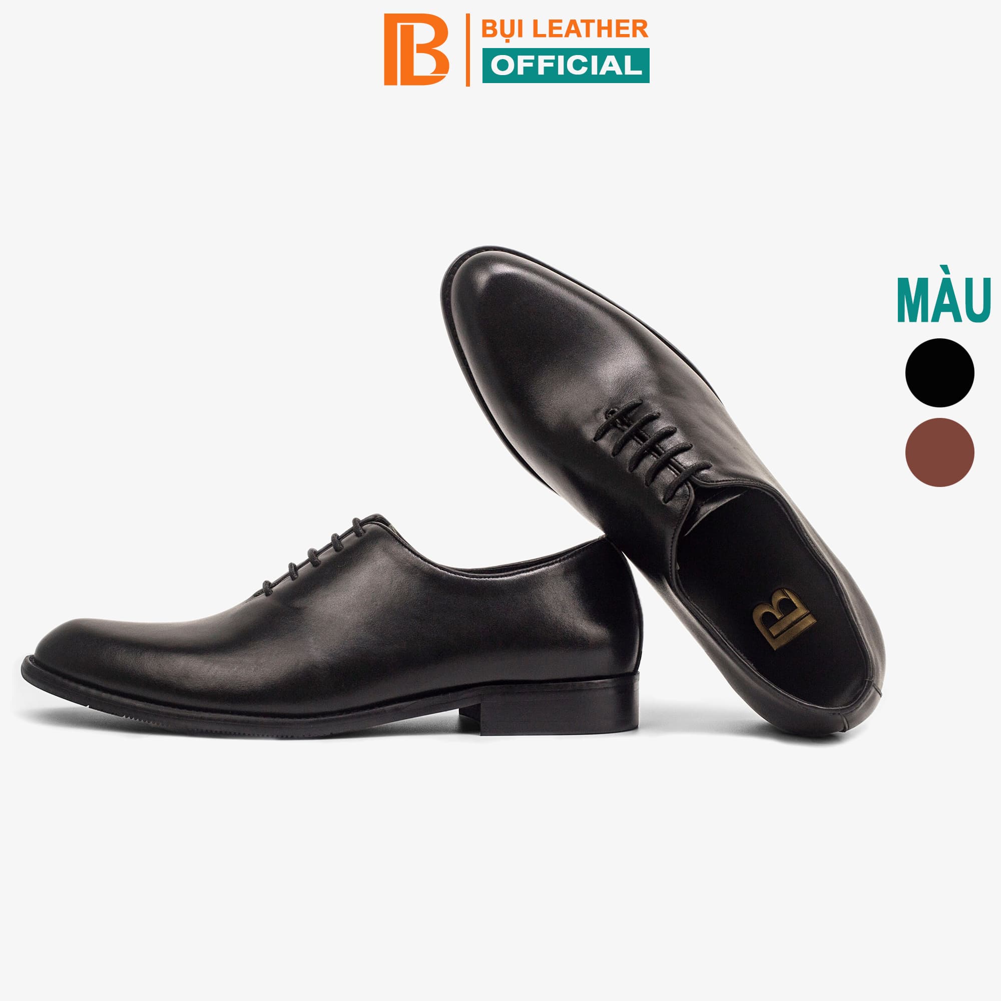 Giày da nam, giày oxford công sở Bụi Leather G101 - Da bò Nappa cao cấp - Bảo hành 12 tháng  - Đen - 43