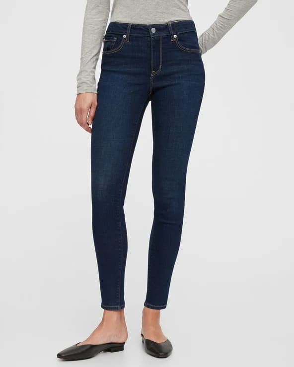 GAP - Quần Jeans Dài Nữ - Mid Rise Jegging - DARK WILLOUGHBY