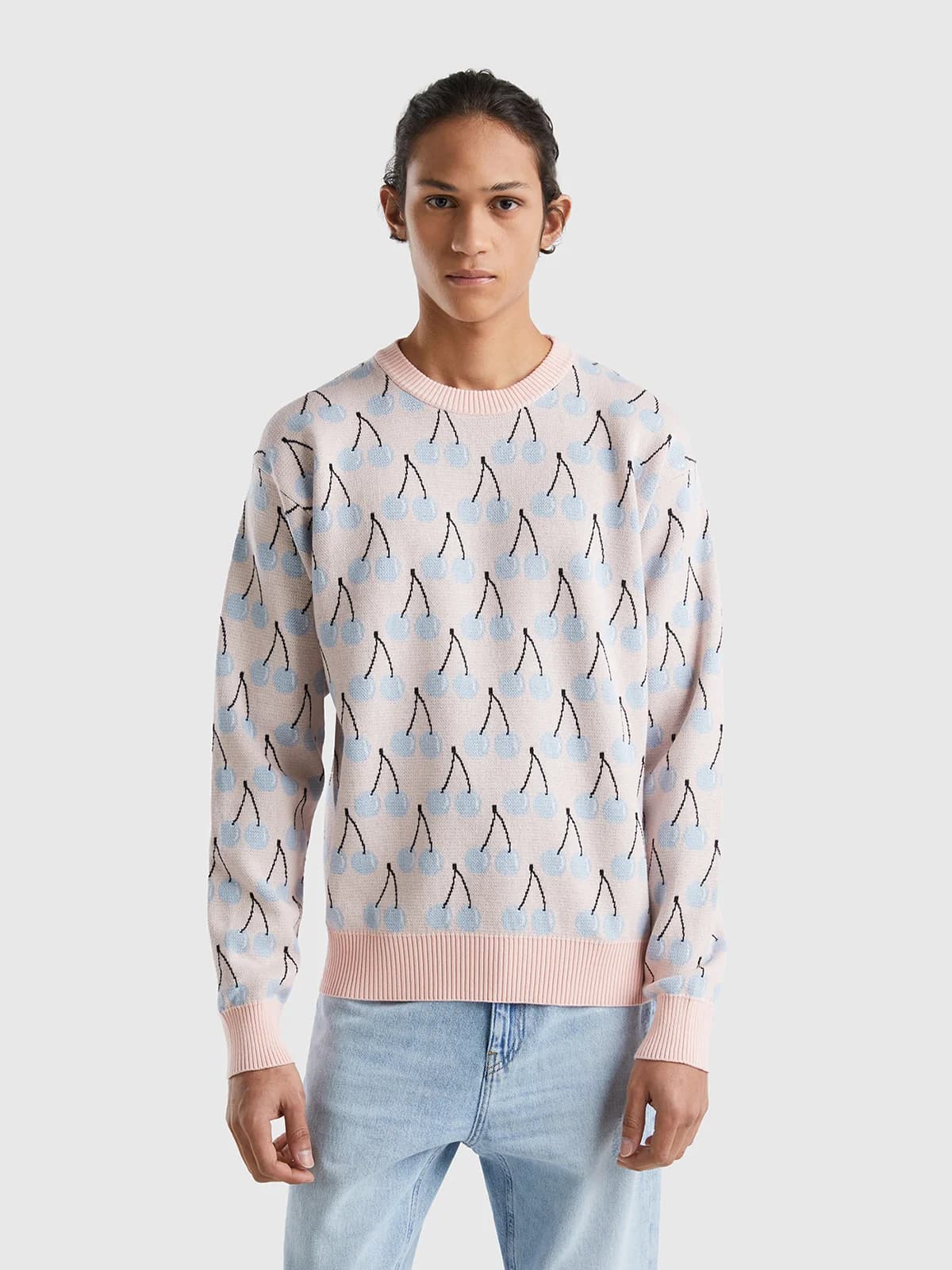 United Colors of Benetton - Áo Len Nam Tay Dài Sweater With Fruit Pattern - PINK