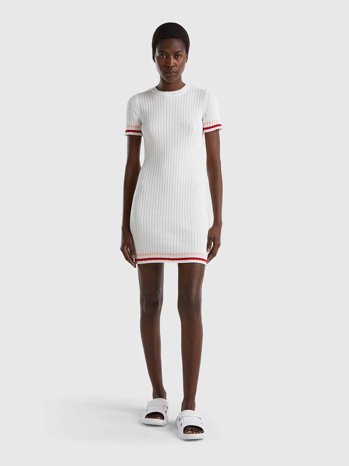United Colors of Benetton - Đầm Nữ Mini Sweater Dress - CREAMY WHITE