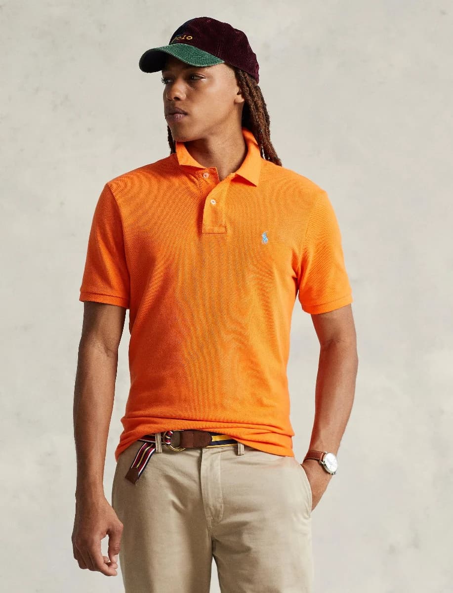 Polo Ralph Lauren - Áo Polo Nam Tay Ngắn Custom Slim Fit Mesh Polo Shirt - ORANGE