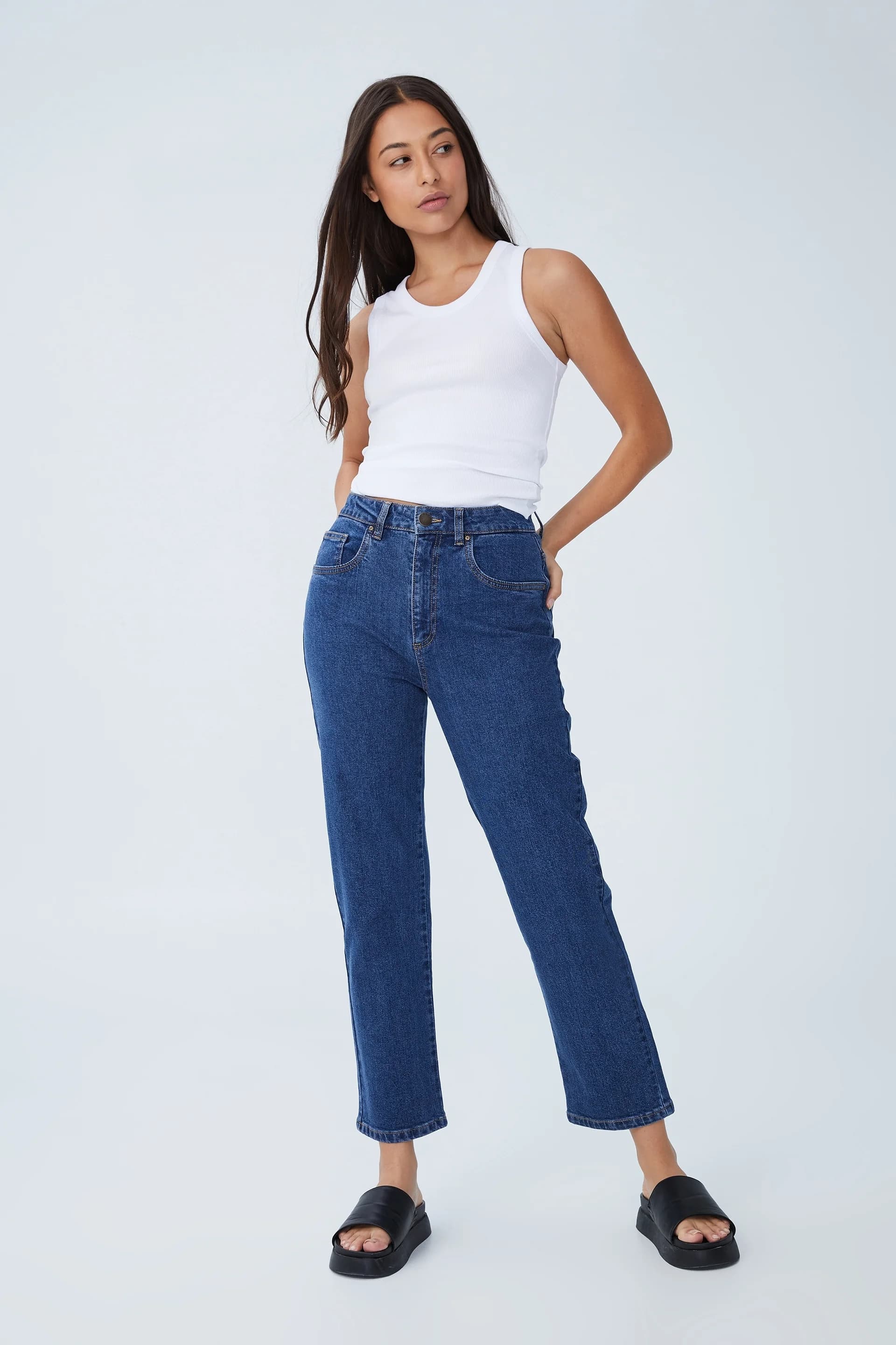 Cotton On - Quần Jeans Dài Nữ - Straight Stretch Jean - NORDIC BLUE