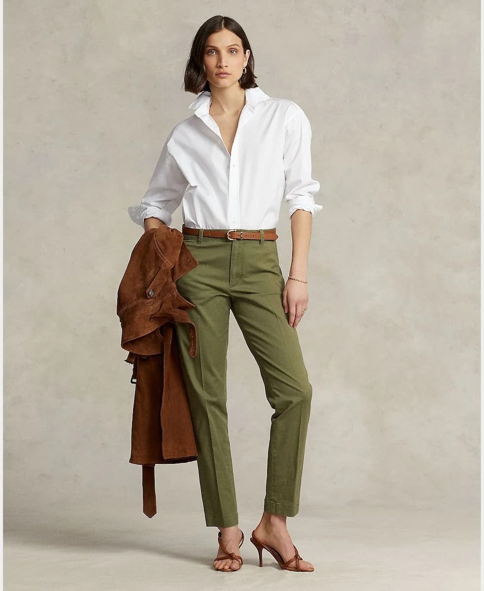 Polo Ralph Lauren - Quần Dài Nữ Slim Stretch Chino Ankle Pant - GREEN
