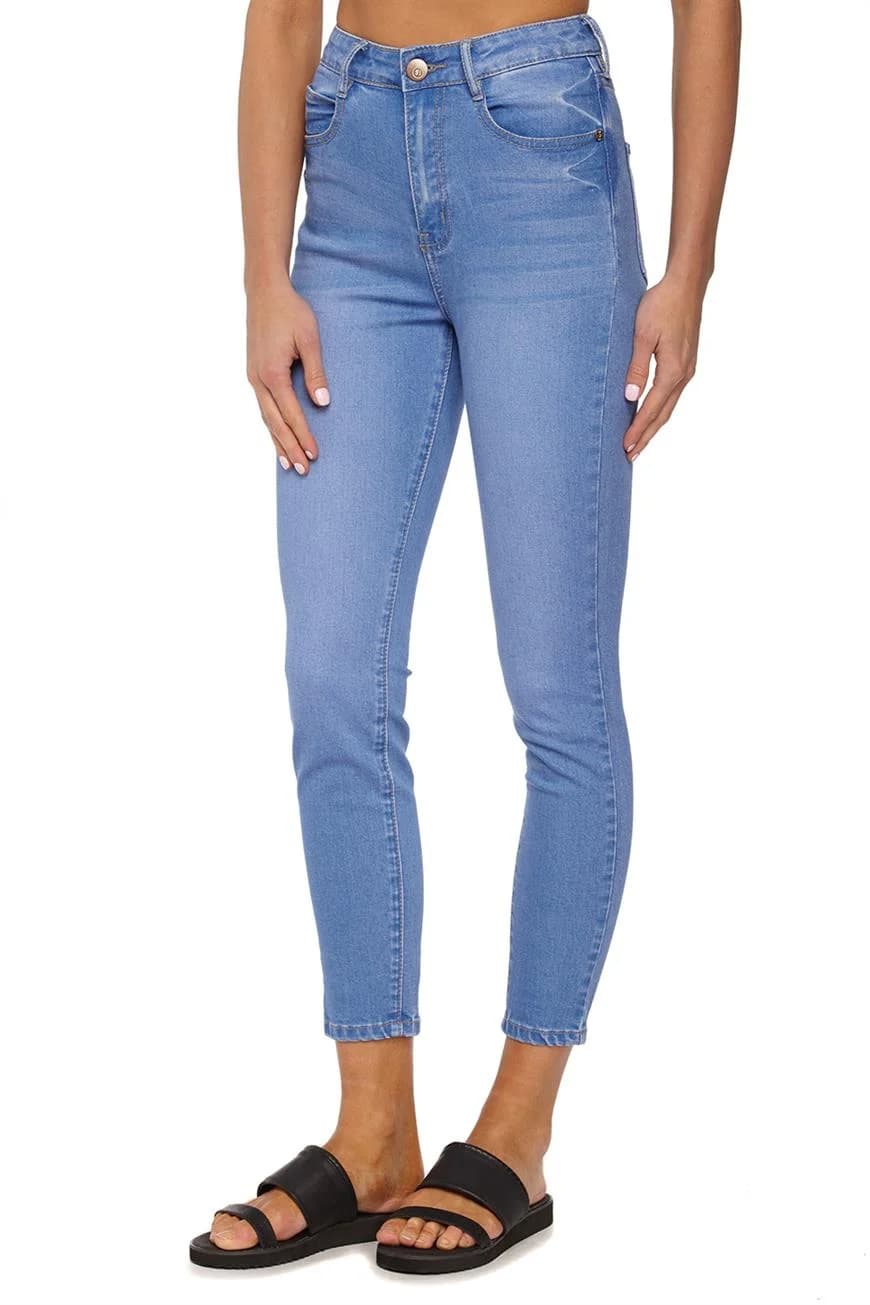 Cotton On - Quần Jeans Dài Nữ-High Rise Cropped Skinny Jean - OCEAN BLUE