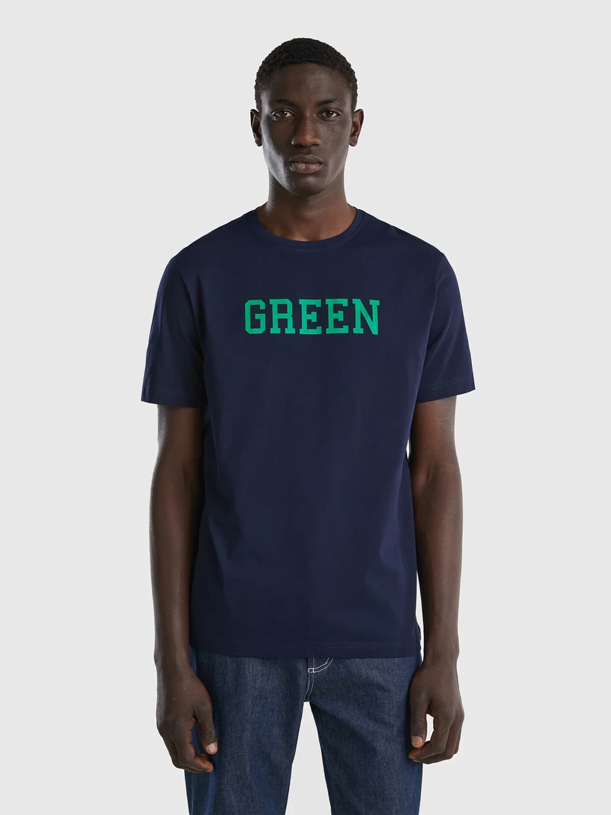 United Colors of Benetton - Áo Thun Nam T-Shirt With Text Print - DARK BLUE