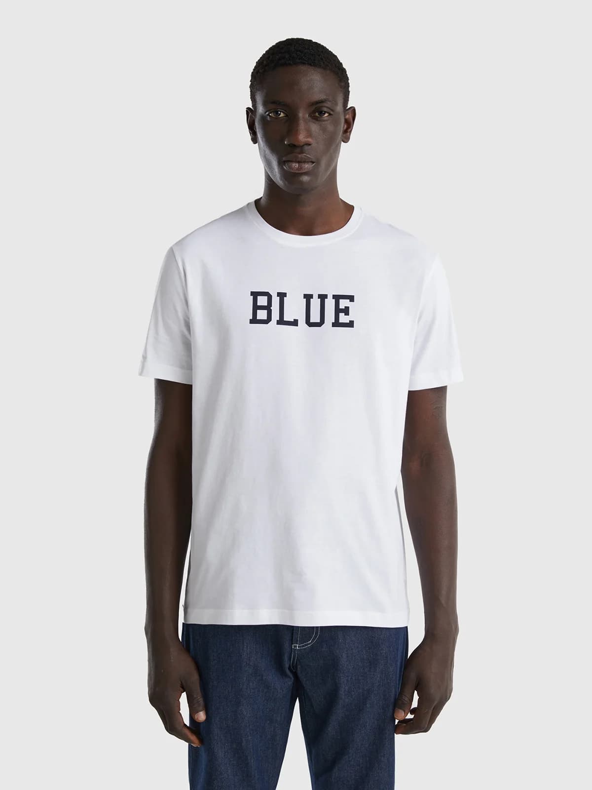 United Colors of Benetton - Áo Thun Nam T-Shirt With Text Print - WHITE