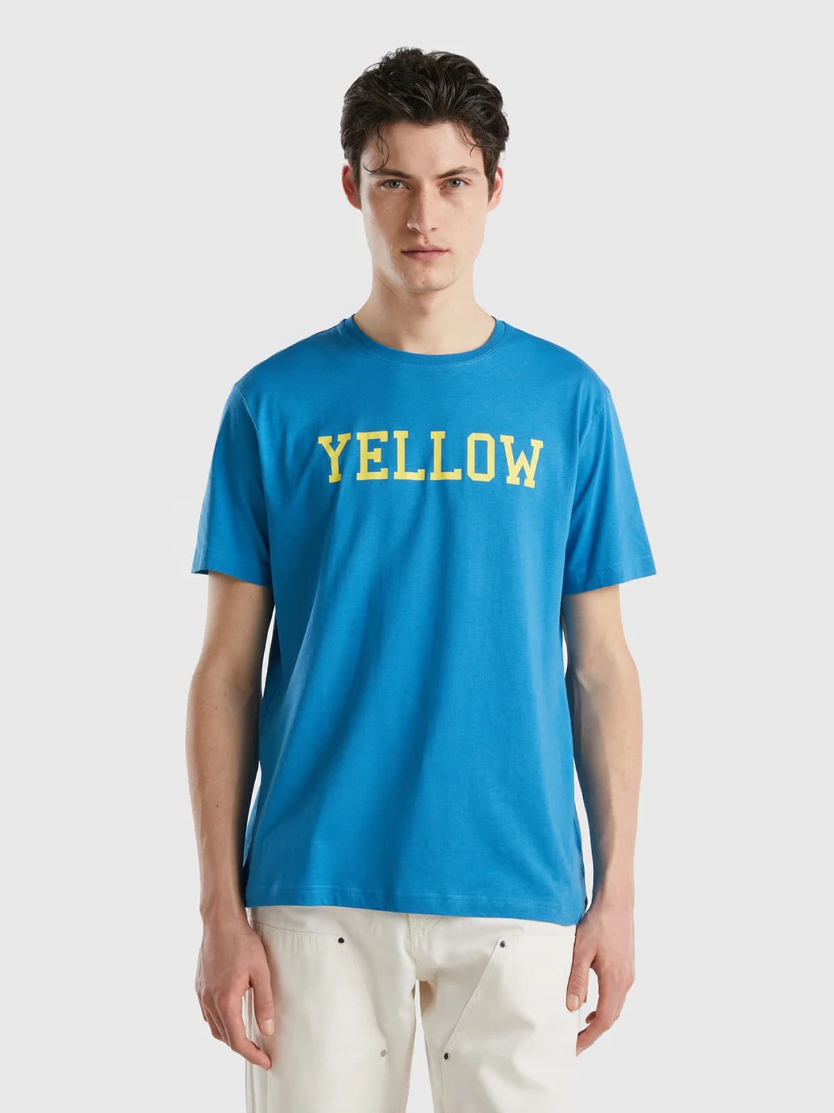 United Colors of Benetton - Áo Thun Nam T-Shirt With Text Print - TURQUOISE