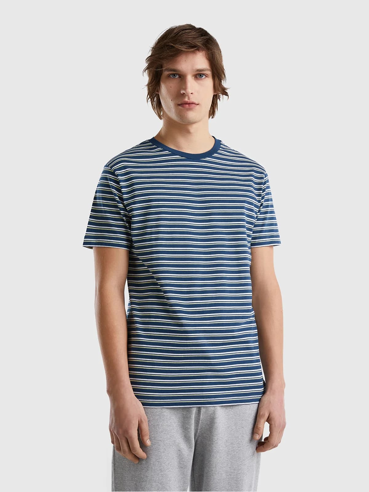 United Colors of Benetton - Áo Thun Nam Striped T-Shirt In 100% Cotton - DARK BLUE