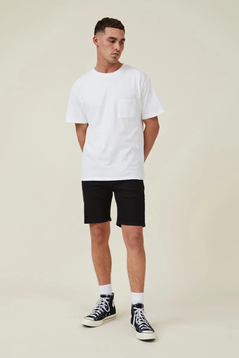 Cotton On - Quần Jeans Ngắn Nam - Straight Short - PITCH BLACK