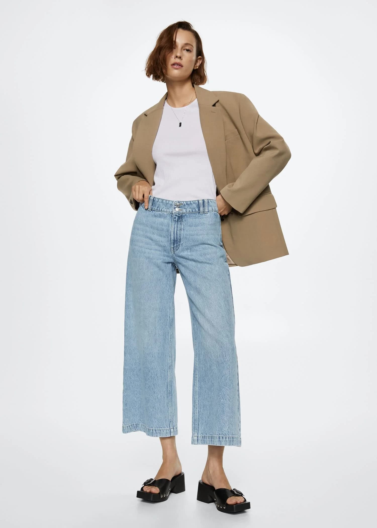 Mango - Quần Jeans Culotte - MEDIUM BLUE