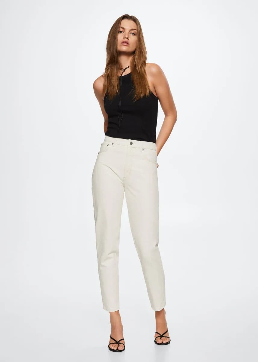 Mango - Quần Jeans Mom2000 - NATURAL WHITE