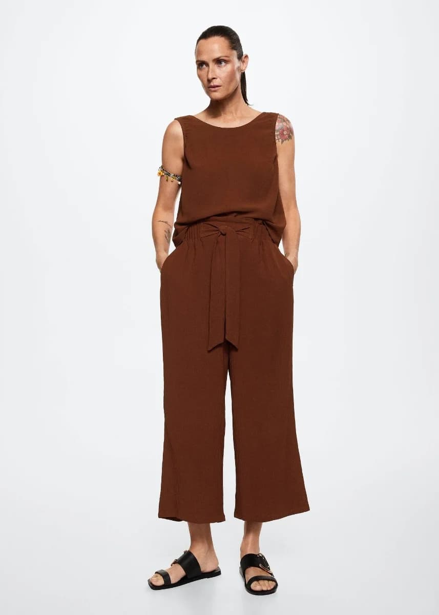 Mango - Quần Dài Vaiana - MEDIUM BROWN