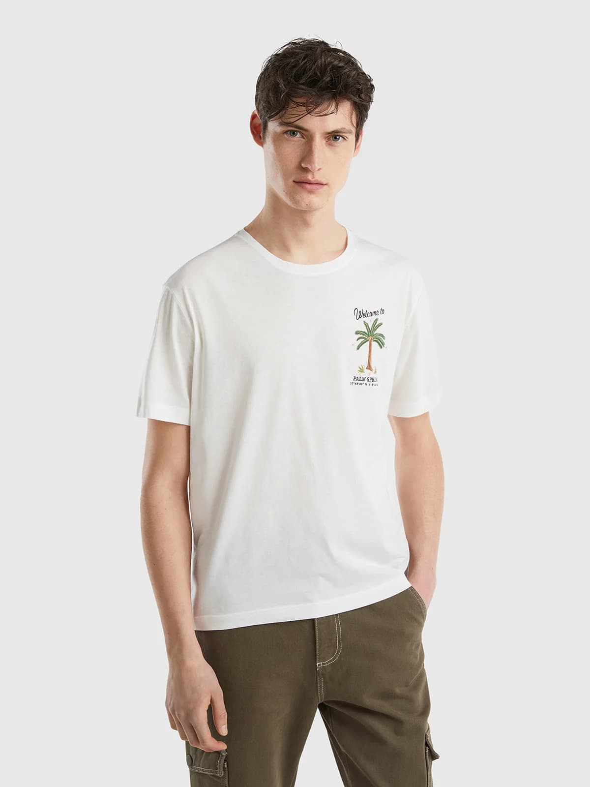United Colors of Benetton - Áo Thun Nam T-Shirt In Pure Cotton With Print - WHITE
