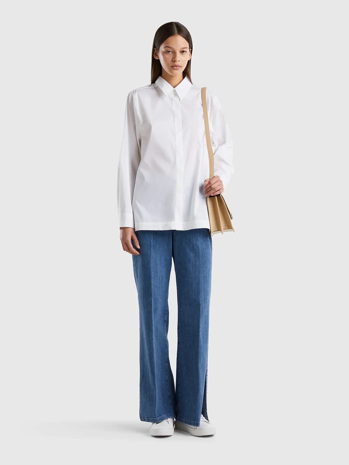 United Colors of Benetton - Quần Jean Nữ Dài Flared Jeans With Slits - BLUE