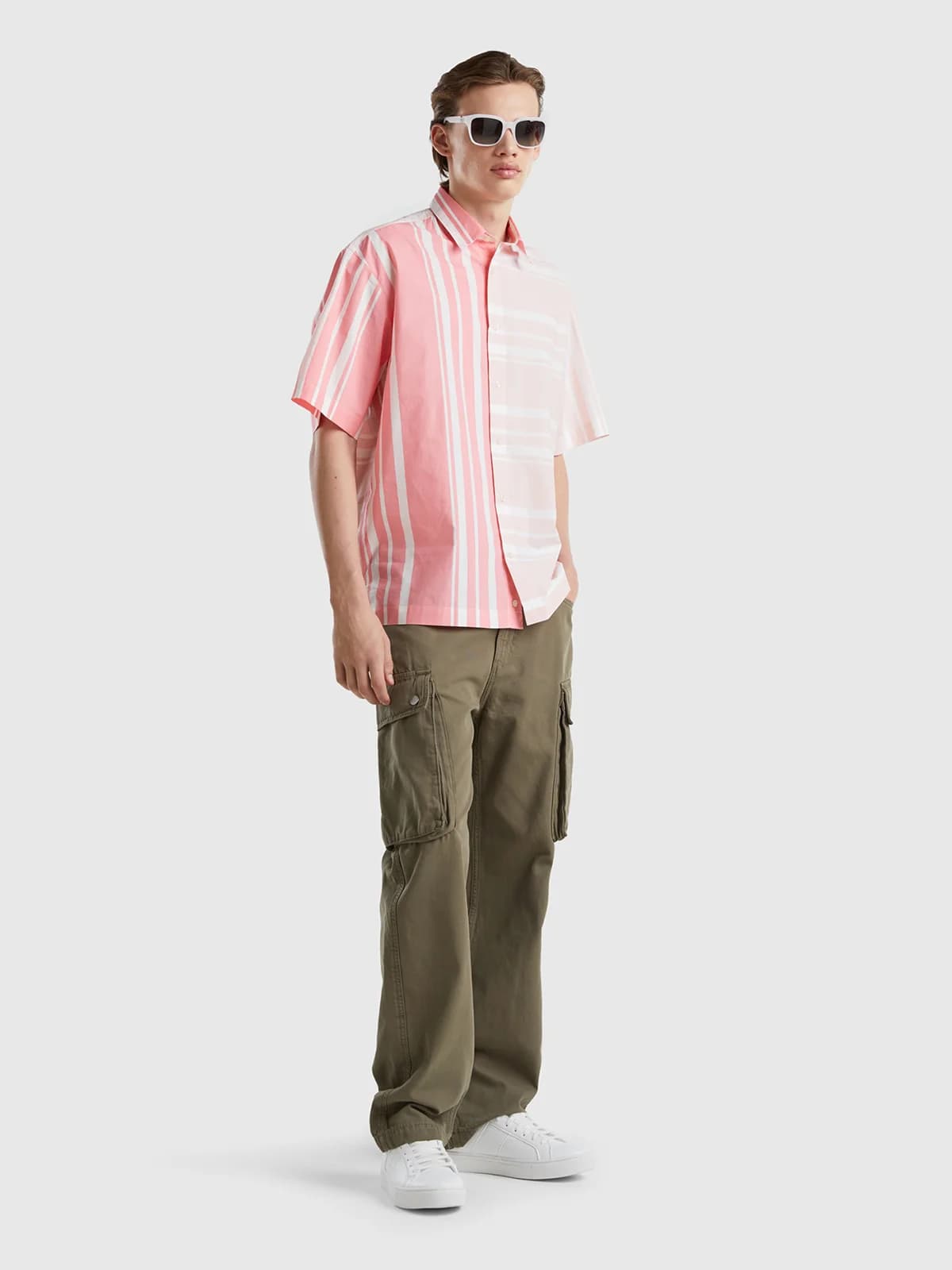 United Colors of Benetton - Quần Khaki Nam Dài Cargo Trousers - MILITARY GREEN