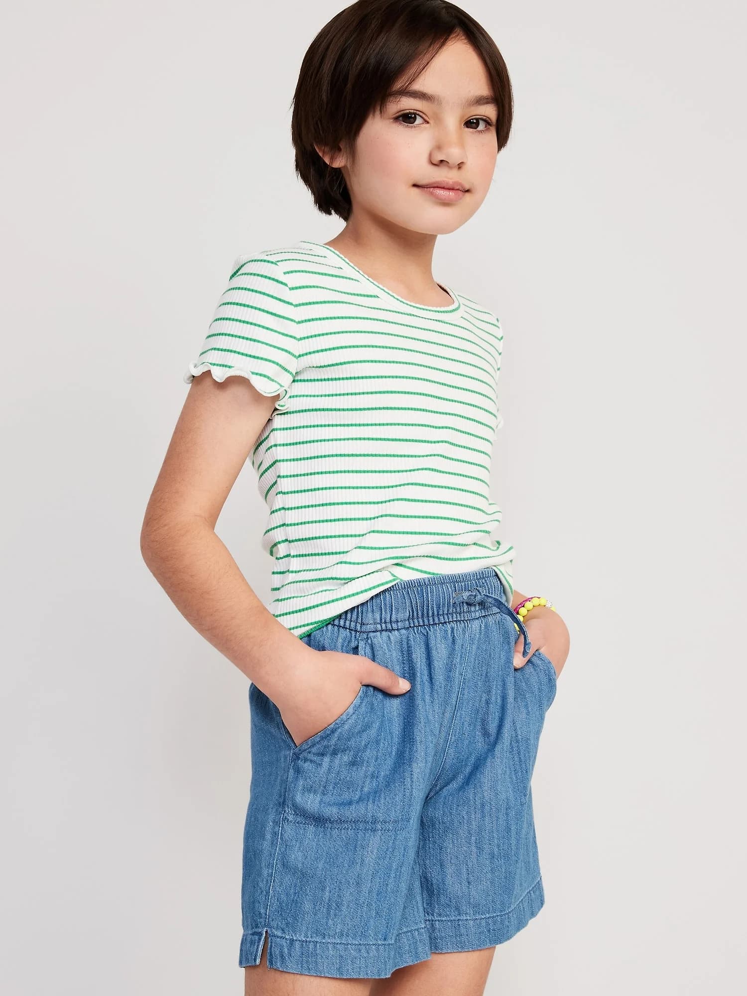 Old Navy - Quần Short Bé Gái - MID TONE CHAMBRAY