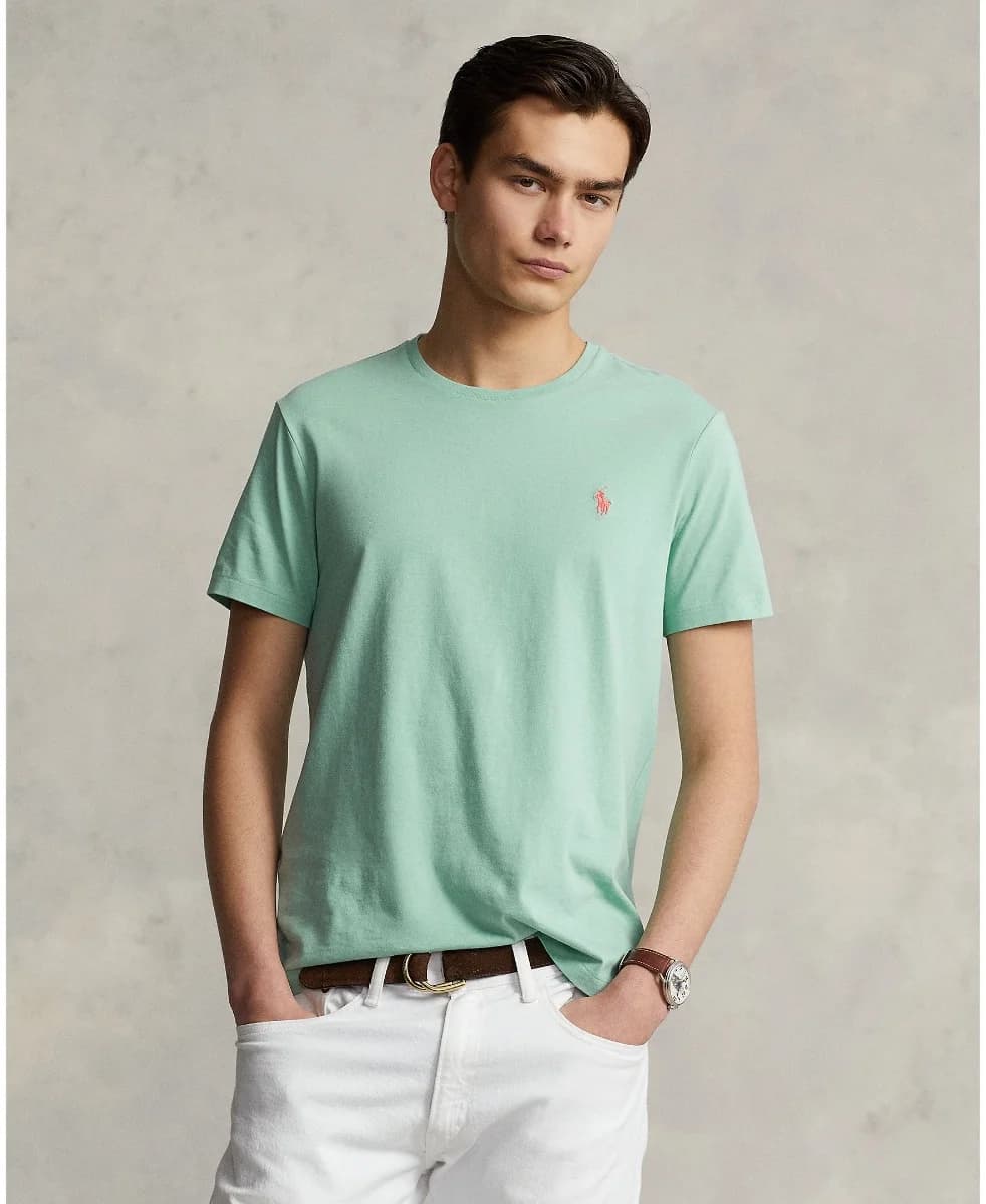 Polo Ralph Lauren - Áo Thun Nam Tay Ngắn Custom Slim Fit Jersey T-Shirt - GREEN