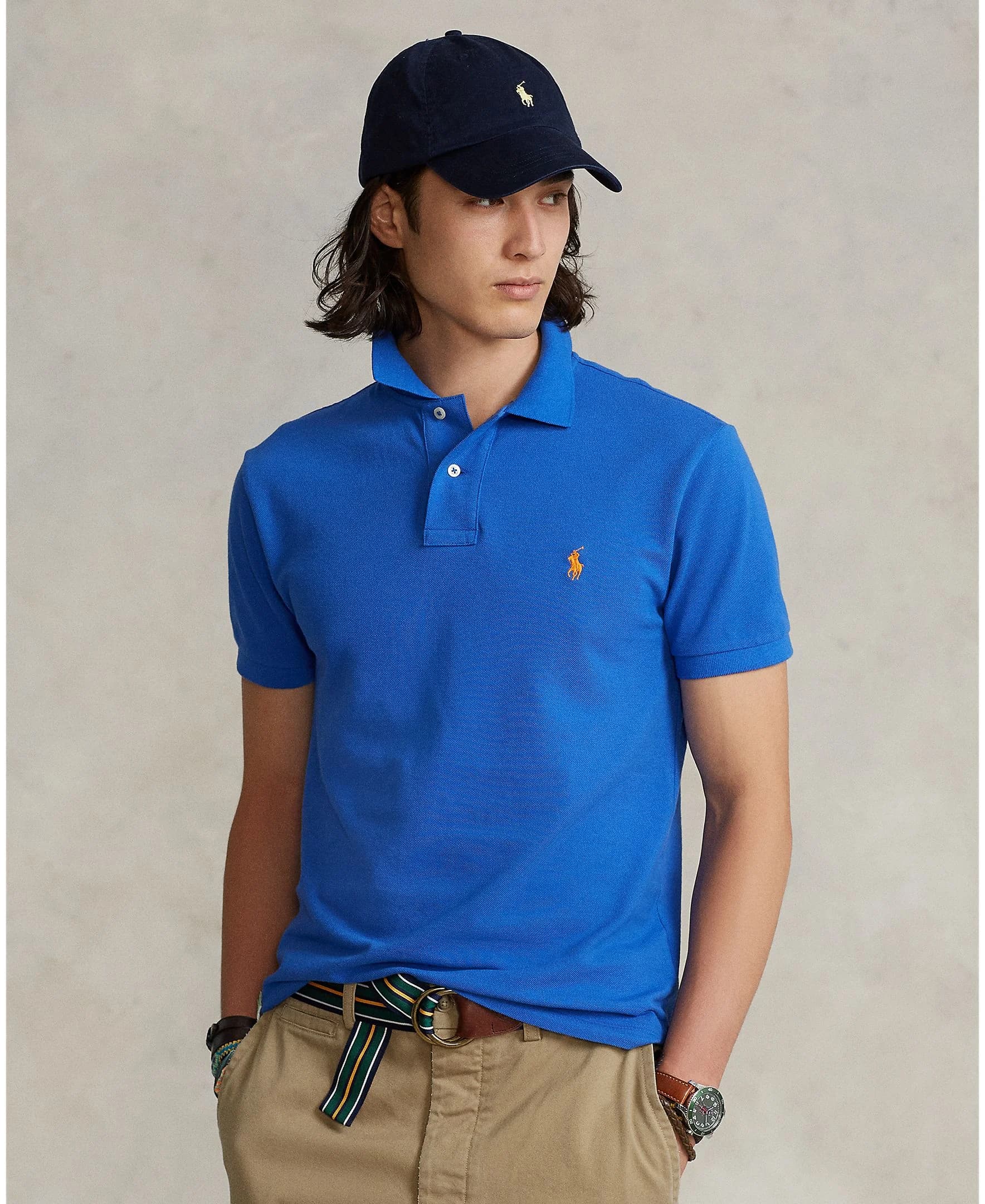 Polo Ralph Lauren - Áo Polo Nam Tay Ngắn Custom Slim Fit Mesh Polo Shirt - BLUE