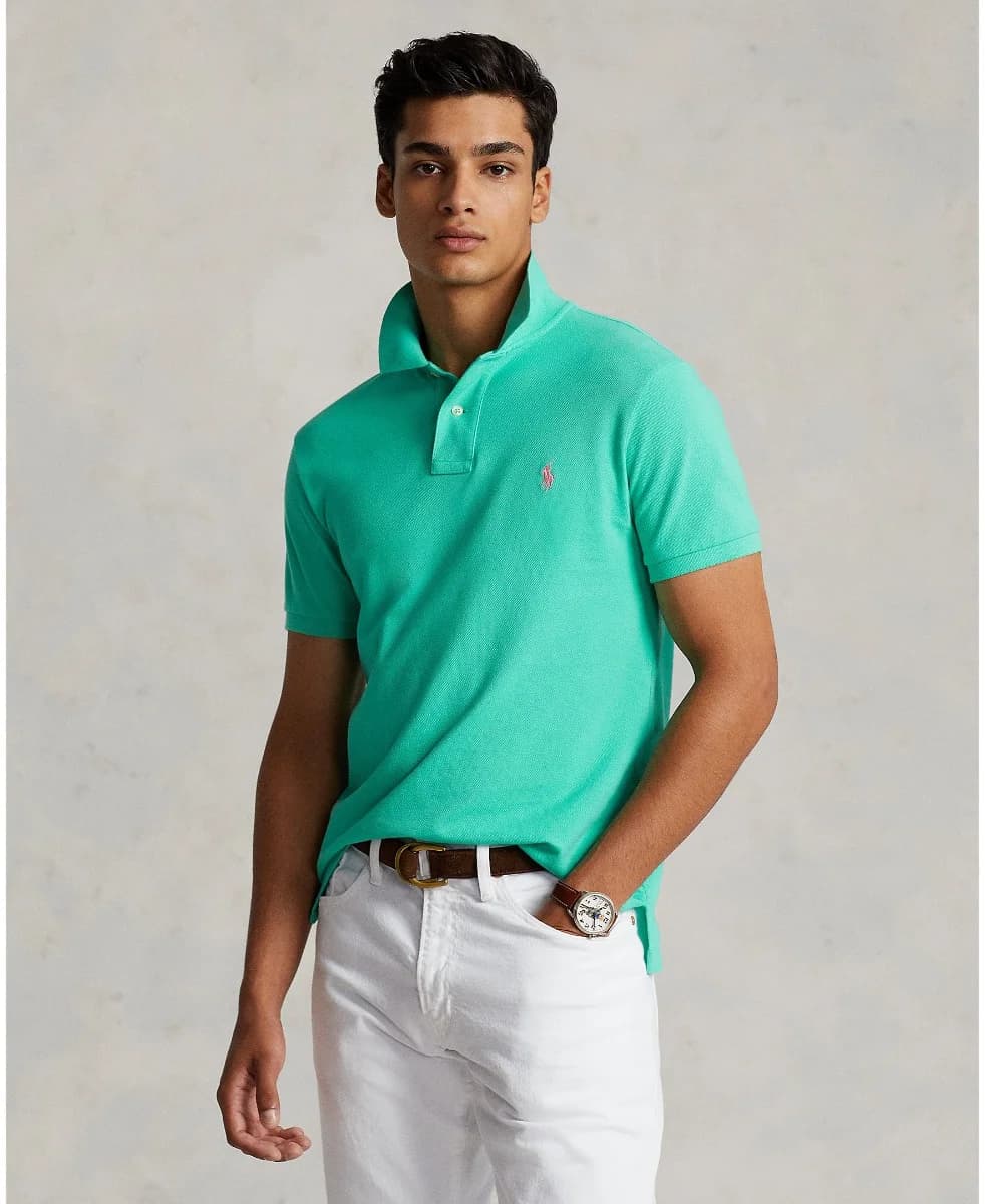 Polo Ralph Lauren - Áo Polo Nam Tay Ngắn Custom Slim Fit Mesh Polo Shirt - GREEN