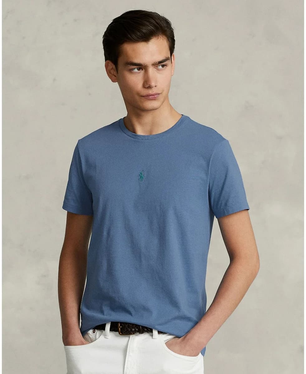 Polo Ralph Lauren - Áo Thun Nam Tay Ngắn Custom Slim Fit Jersey Crewneck T-Shirt - BLUE