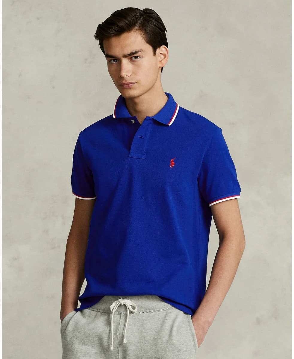 Polo Ralph Lauren - Áo Polo Nam Tay Ngắn Custom Slim Fit Mesh Polo Shirt - BLUE