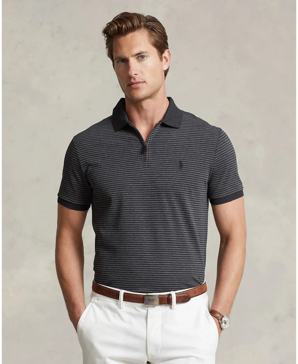 Polo Ralph Lauren - Áo Polo Nam Tay Ngắn Custom Slim Fit Stretch Mesh Polo Shirt - Black