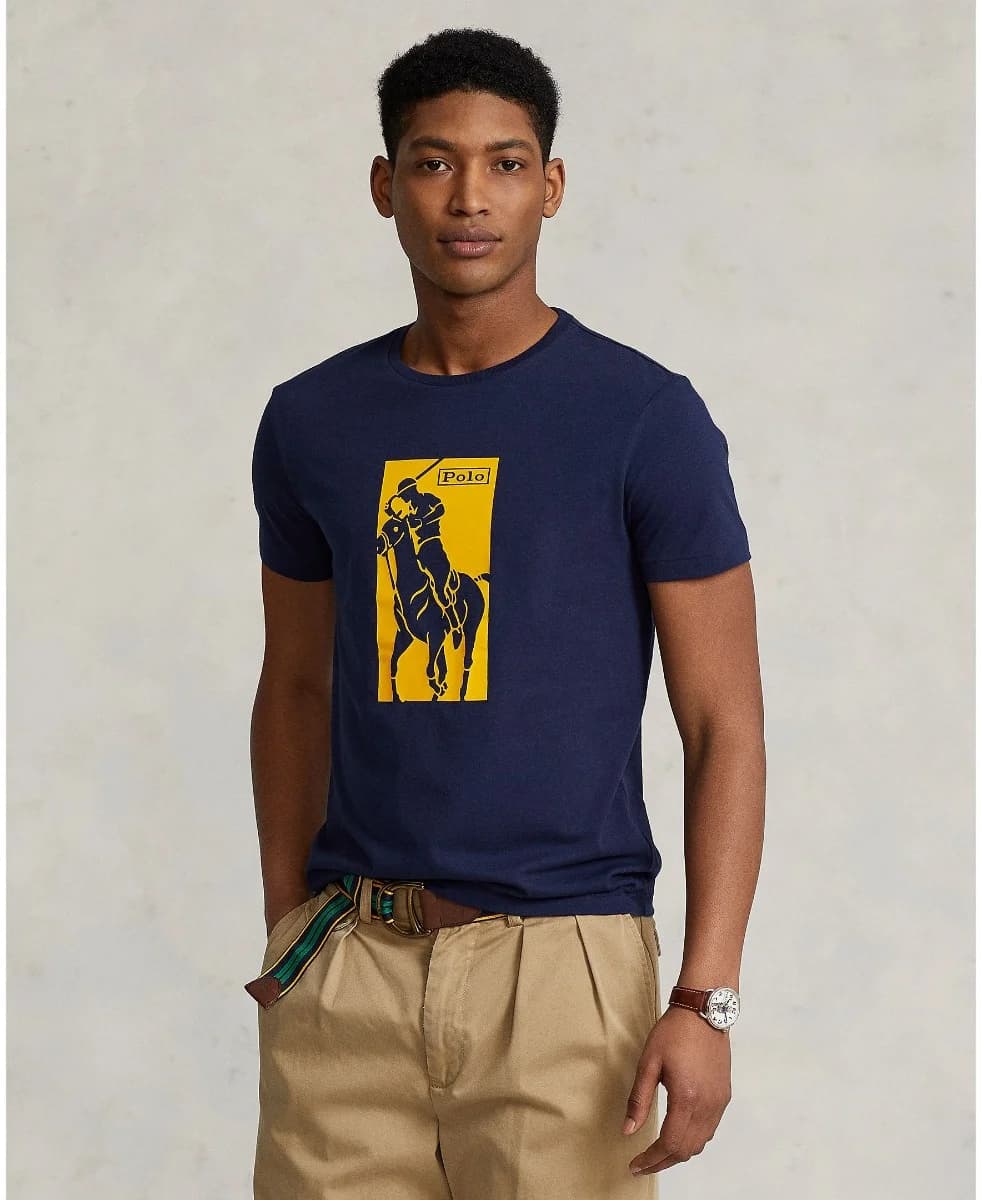 Polo Ralph Lauren - Áo Thun Nam Tay Ngắn Custom Slim Fit Big Pony Logo T-Shirt - NAVY