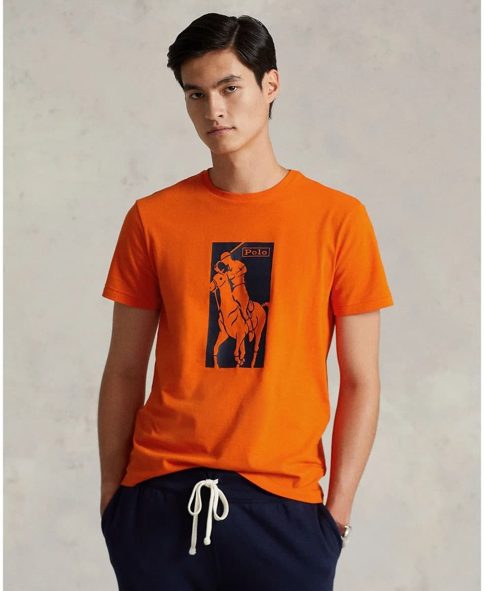 Polo Ralph Lauren - Áo Thun Nam Tay Ngắn Custom Slim Fit Big Pony Logo T-Shirt - ORANGE