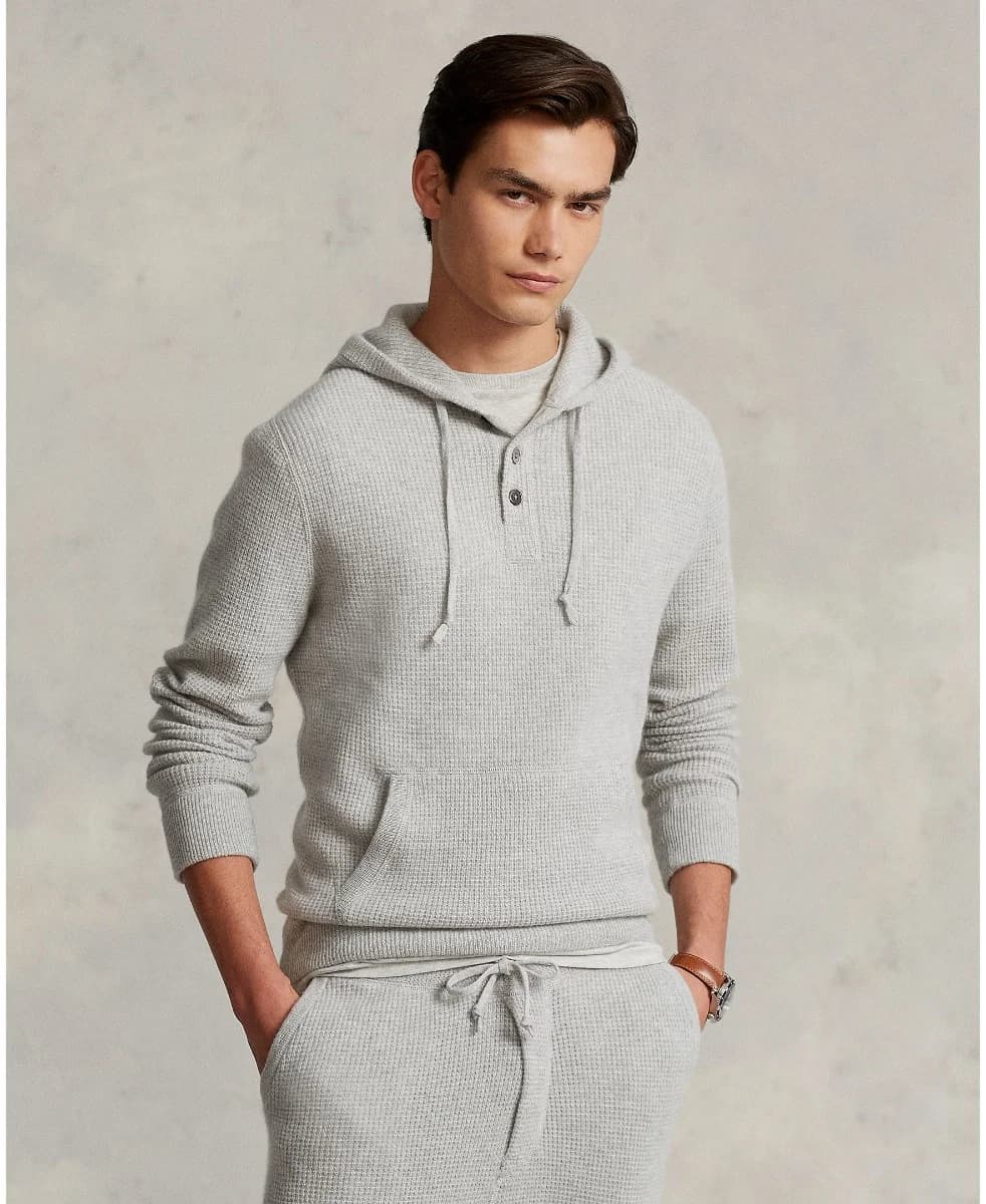 Polo Ralph Lauren - Áo Khoác Nam Tay Dài Washable Cashmere Hooded Sweater - GREY