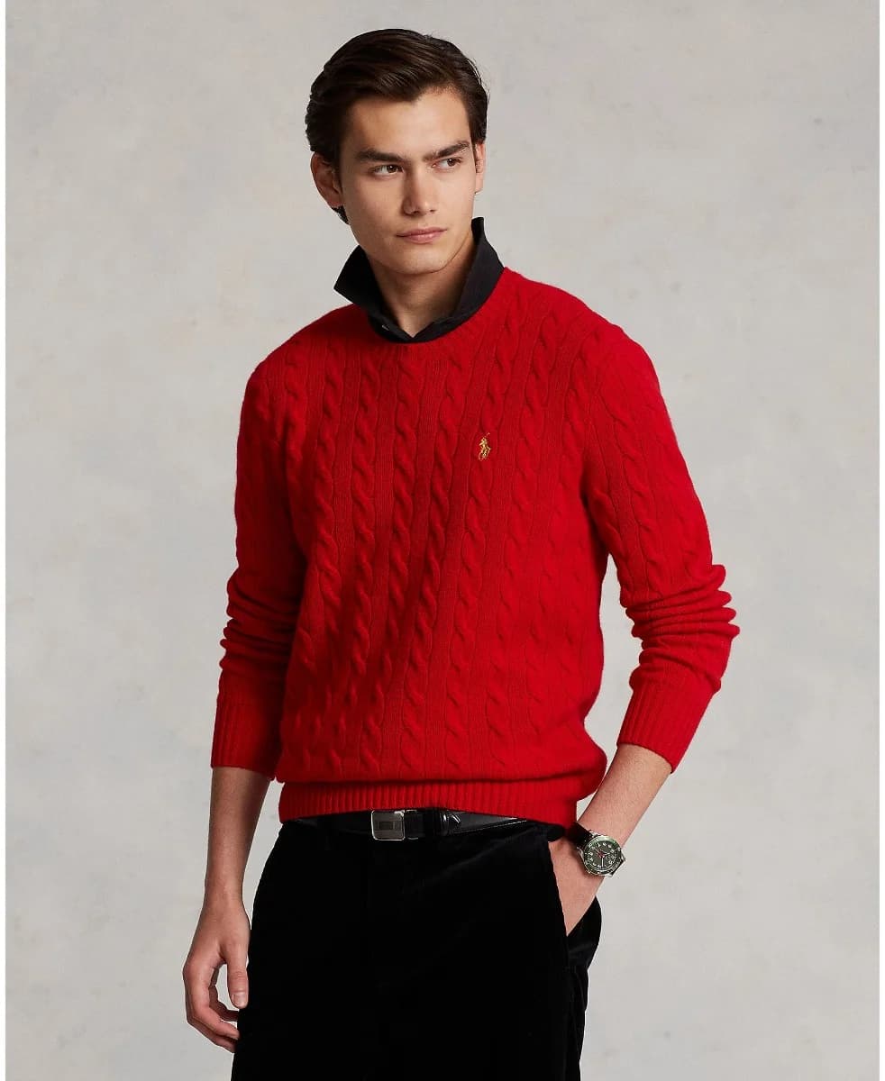 Polo Ralph Lauren - Áo Len Nam Tay Dài Wool-Cashmere Crewneck Sweater - RED