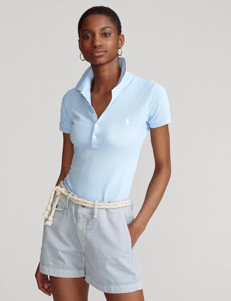 Polo Ralph Lauren - Áo Polo Nữ Tay Ngắn Slim Fit Stretch Polo Shirt - BLUE