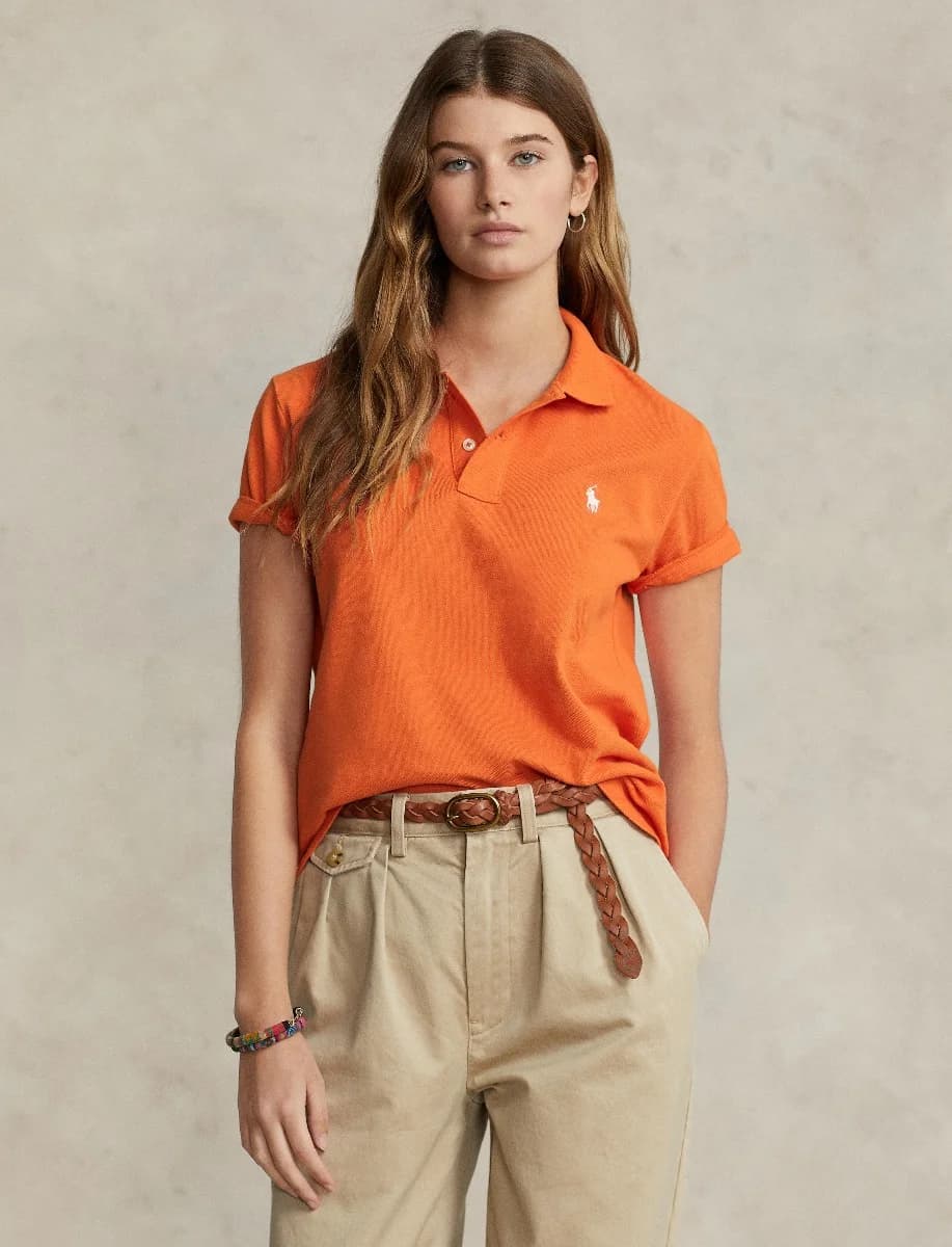 Polo Ralph Lauren - Áo Polo Nữ Tay Ngắn Classic Fit Mesh Polo Shirt - ORANGE