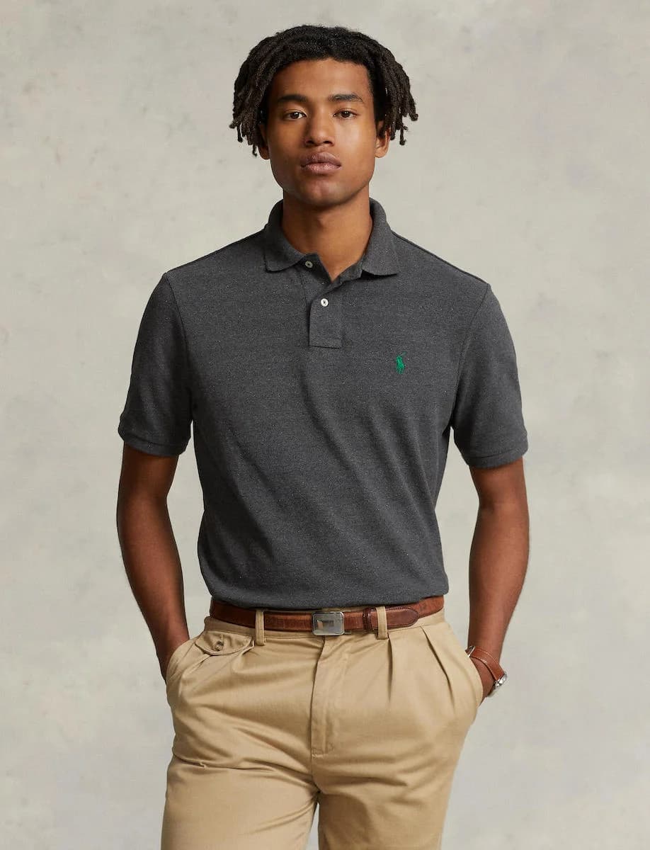 Polo Ralph Lauren - Áo Polo Nam Tay Ngắn Custom Slim Fit Mesh Polo Shirt - GREY