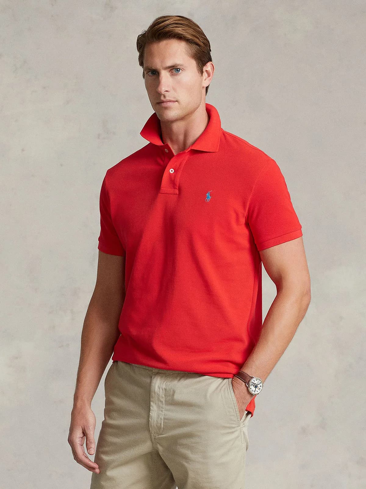 Polo Ralph Lauren - Áo Polo Nam Tay Ngắn Custom Slim Fit Mesh Polo Shirt - RED