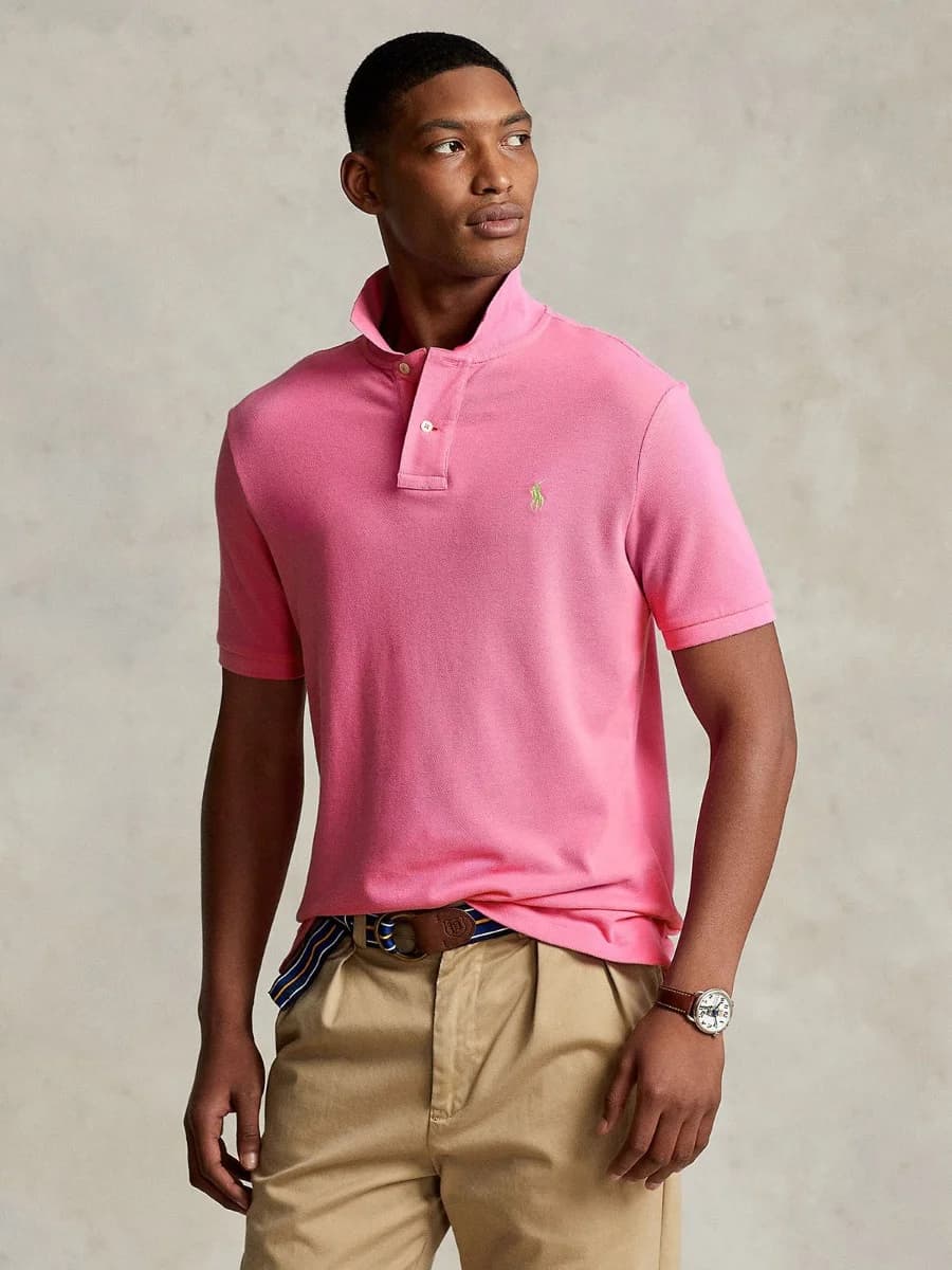 Polo Ralph Lauren - Áo Polo Nam Tay Ngắn Custom Slim Fit Mesh Polo Shirt - PINK
