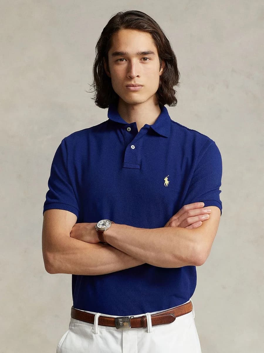 Polo Ralph Lauren - Áo Thun Nam Tay Ngắn Slim Fit Mesh Polo Shirt - BLUE