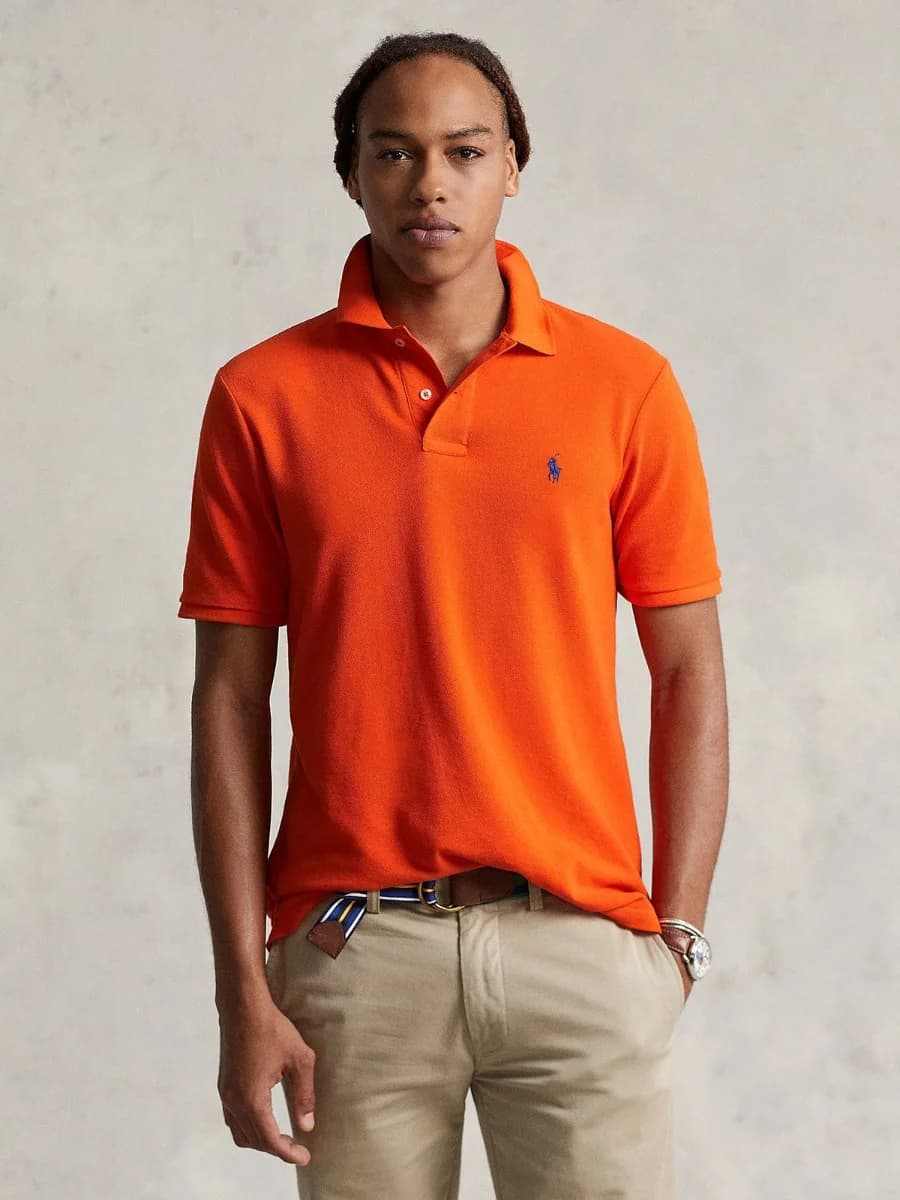 Polo Ralph Lauren - Áo Thun Nam Tay Ngắn Slim Fit Mesh Polo Shirt - ORANGE
