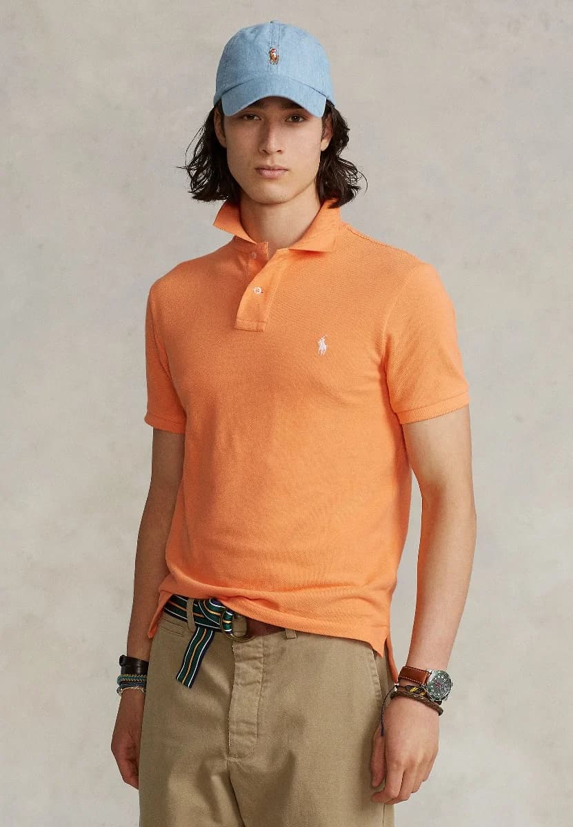 Polo Ralph Lauren - Áo Polo Nam Tay Ngắn Slim Fit Mesh Polo Shirt - ORANGE