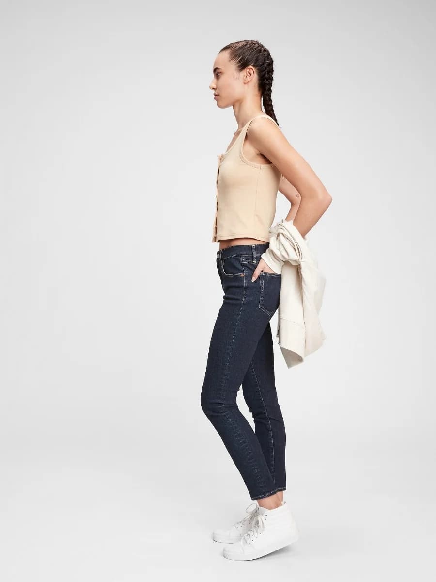 GAP - Quần Jeans Dài Nữ - Mid Rise Skinny - RINSED