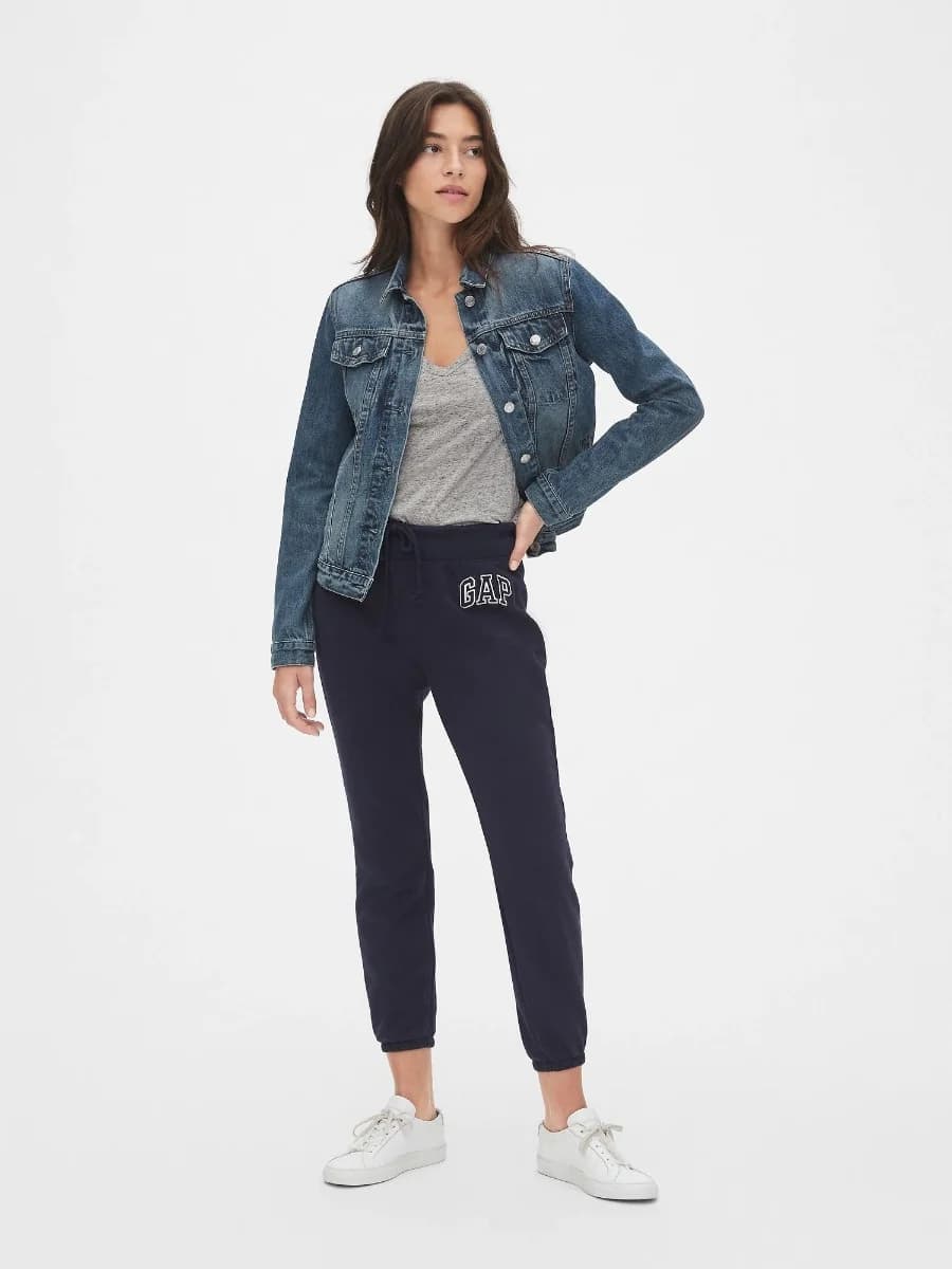 GAP - Quần Thun Dài Nữ - Logo Jogger - NAVY UNIFORM
