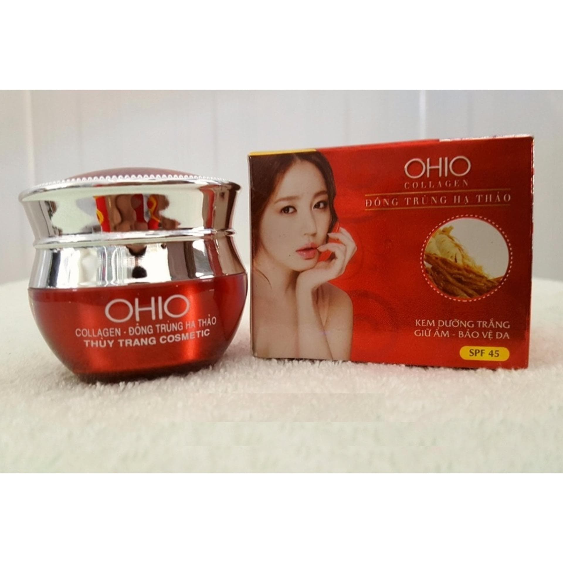 Kem dưỡng trắng - Giữ ẩm - Bảo vệ da OHIO Collagen - Đông Trùng Hạ Thảo 20g