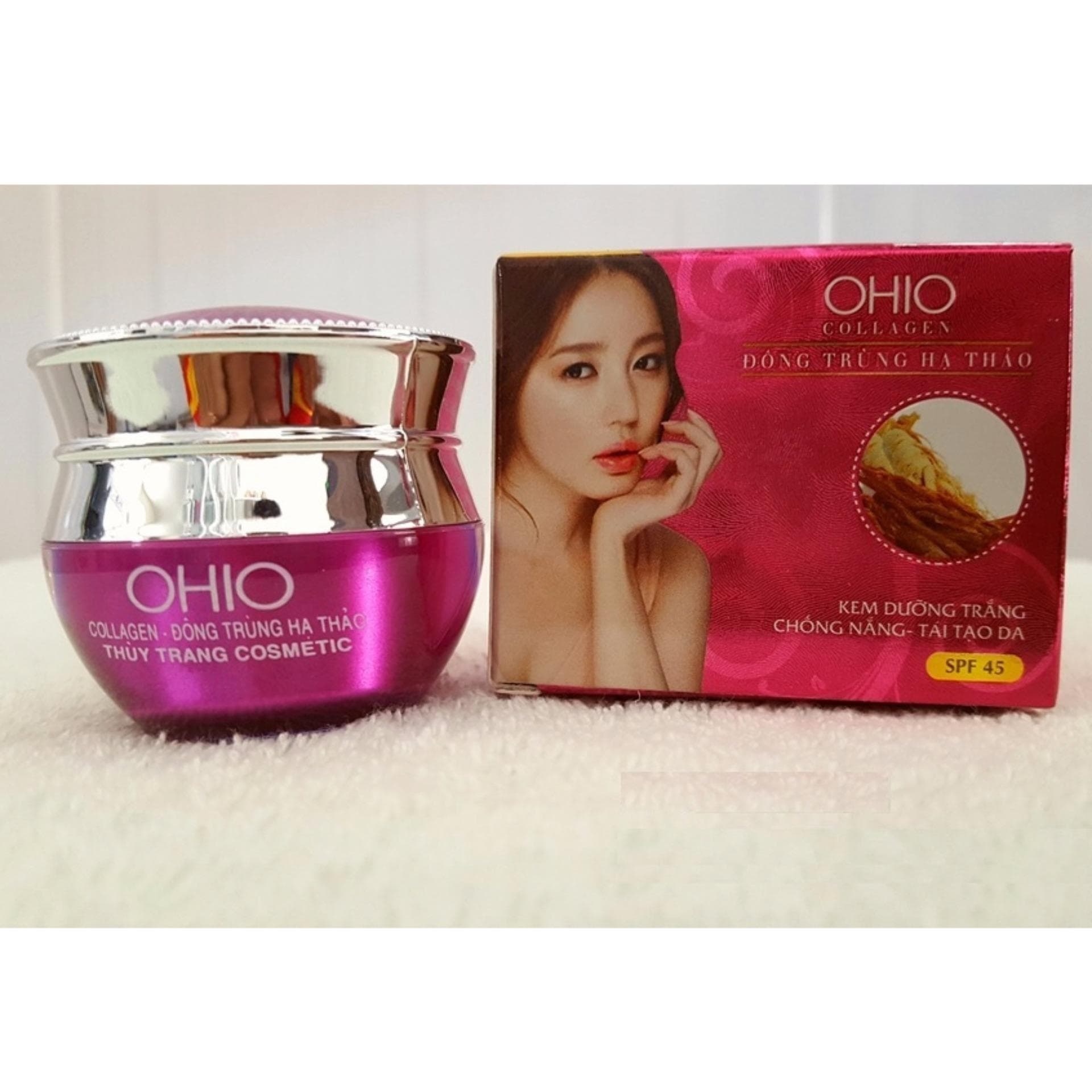 Kem dưỡng trắng chống nắng tái tạo da OHIO Collagen - Đông Trùng Hạ Thảo (20g)