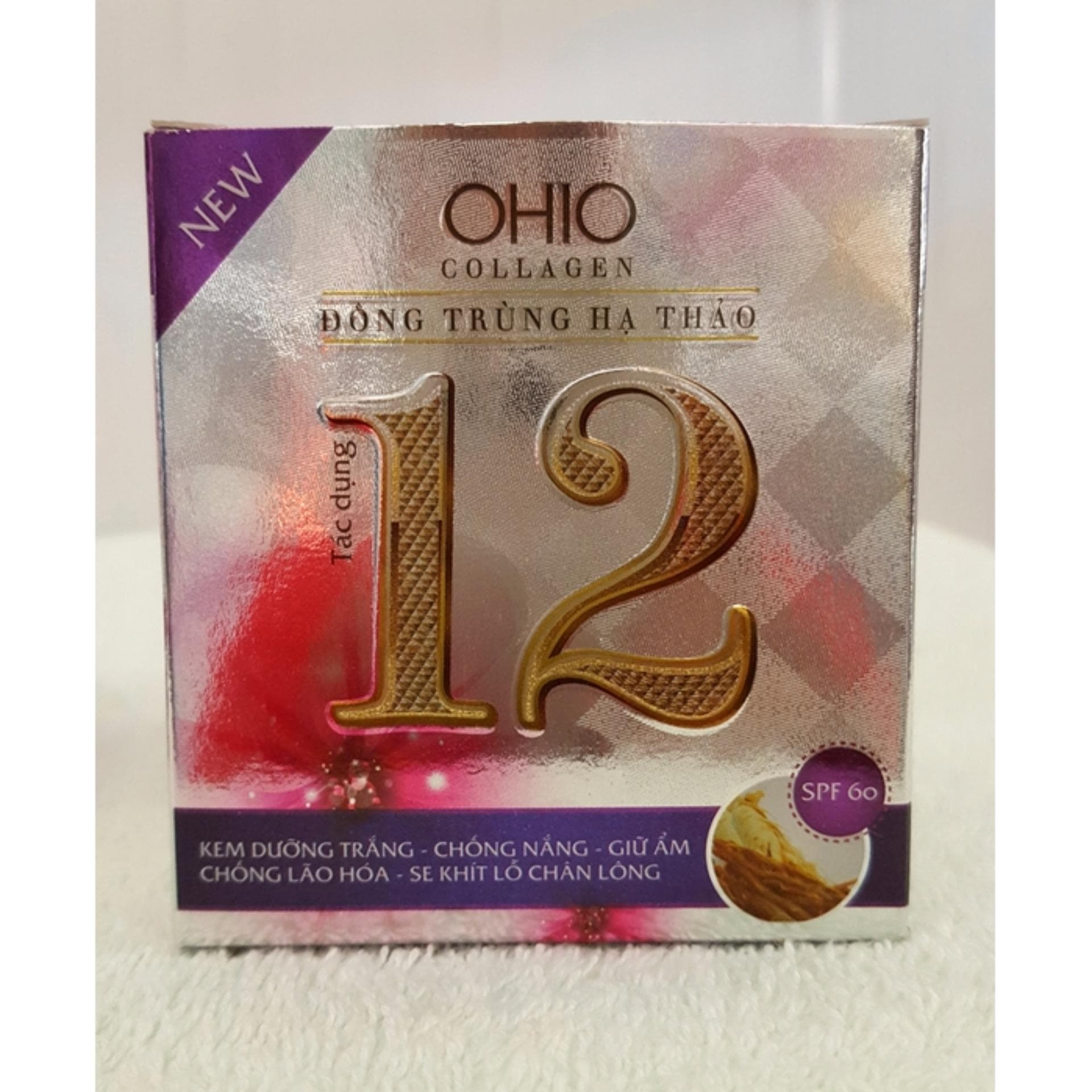 Kem dưỡng trắng - Chống nắng - Chống lão hóa - Se khít lỗ chân lông 12 tác dụng OHIO Collagen - Đông Trùng Hạ Thảo 30g