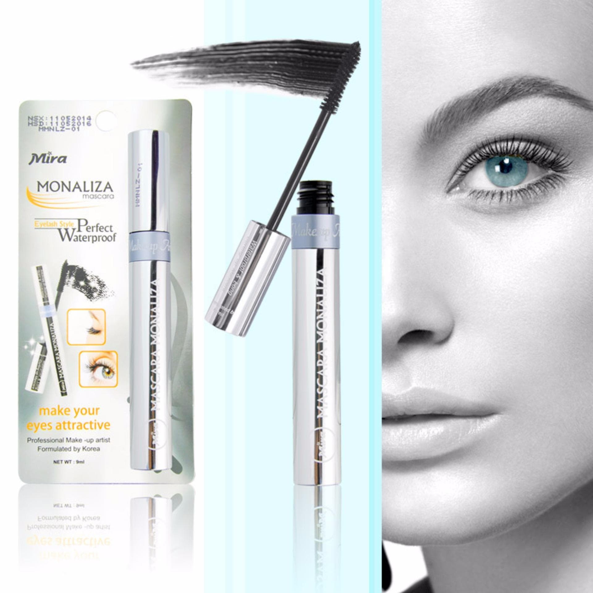 Mascara không trôi giúp cong mi 12h Mira Monaliza Make your eyes Attractive Hàn Quốc 9ml