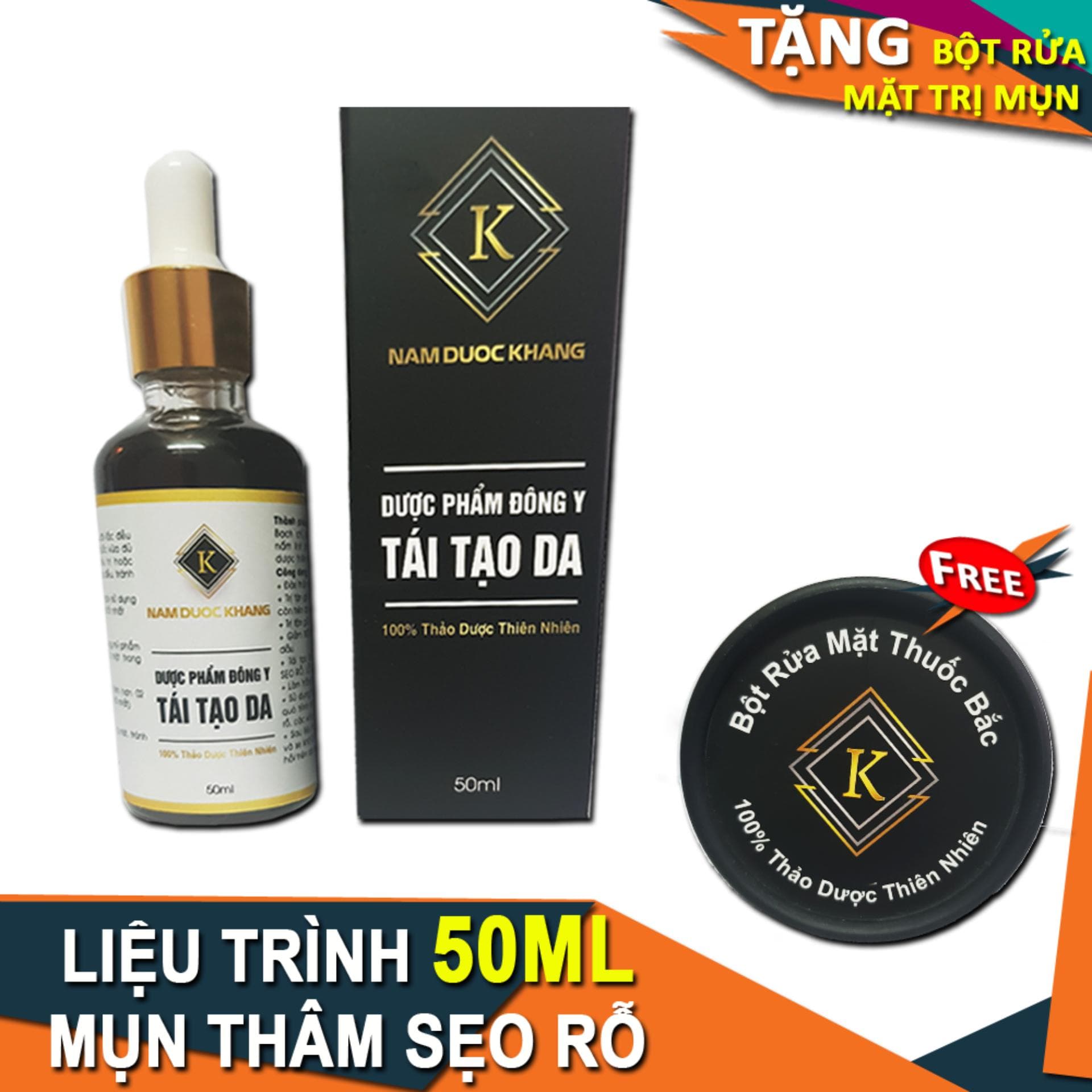 Serum mụn thâm sẹo rỗ tàn nhang Nam Dược Khang - Lọ 30ml ( Tặng bột rửa mặt )